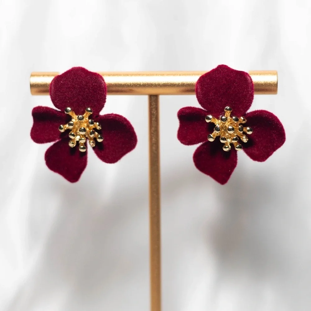 ✨Free People Claret Floral Earrings